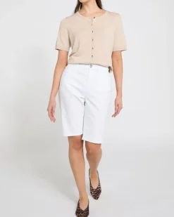 Best Dunnes Stores High Waisted Twill White Knee Shorts