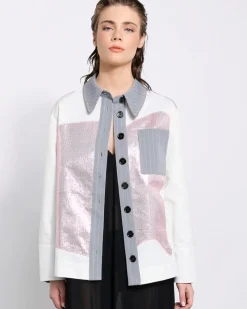 Hot Dunnes Stores Joanne Hynes The 'Artisan' Sequin, Cotton, And Sheer Back Shirt