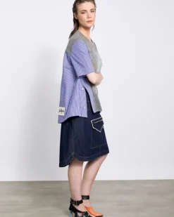 Discount Dunnes Stores Joanne Hynes The 'Artisan' Half Jersey Half Pinstripe Shirt Top