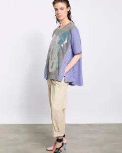 Discount Dunnes Stores Joanne Hynes The 'Artisan' Half Jersey Half Pinstripe Shirt Top