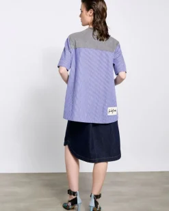 Discount Dunnes Stores Joanne Hynes The 'Artisan' Half Jersey Half Pinstripe Shirt Top