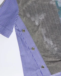 Discount Dunnes Stores Joanne Hynes The 'Artisan' Half Jersey Half Pinstripe Shirt Top