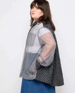 Discount Dunnes Stores Joanne Hynes 'Dopamine' Candy Denim And Draped Grey Mesh Shirt