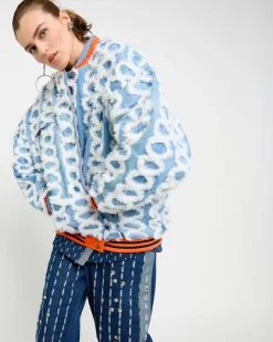 Best Dunnes Stores Joanne Hynes 'Dopa-Mine' Faux Feather Soft Wash Denim And Velvet Bomber Jacket