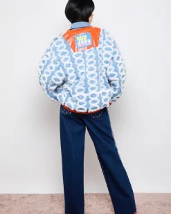 Best Dunnes Stores Joanne Hynes 'Dopa-Mine' Faux Feather Soft Wash Denim And Velvet Bomber Jacket