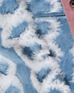 Best Dunnes Stores Joanne Hynes 'Dopa-Mine' Faux Feather Soft Wash Denim And Velvet Bomber Jacket