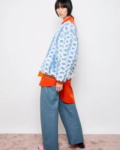Best Dunnes Stores Joanne Hynes 'Dopa-Mine' Faux Feather Soft Wash Denim And Velvet Bomber Jacket