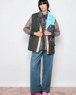 Best Dunnes Stores Joanne Hynes 'Dopamine' Panelled Denim And Sequin Sleeveless Blazer
