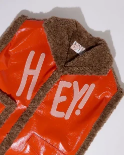 New Dunnes Stores Joanne Hynes 'HEY!' Gimme Dopamine! PU And Borg Lined Appliqué Gilet
