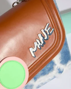 Outlet Dunnes Stores Joanne Hynes 'MINE' Faux-Feather Denim Satchel Bag With PU Rabbit Keyring
