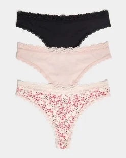 Online Dunnes Stores Lace Thongs - Pack Of 3