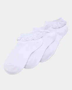 Hot Dunnes Stores Lace Trim Trainer Socks - Pack Of 3