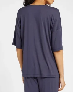 Online Dunnes Stores Lace Trim Viscose V-Neck Sleep T-Shirt
