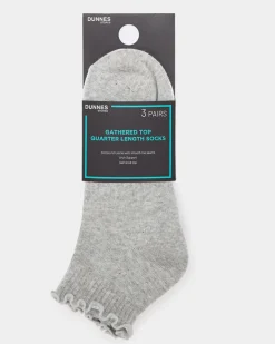 Online Dunnes Stores Lettuce Edge Quarter Length Socks - Pack Of 3