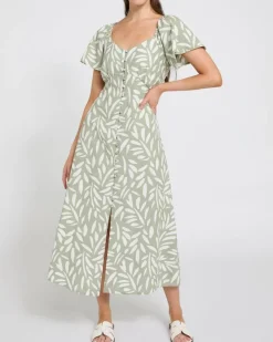 Online Dunnes Stores Linen Blend Print Midi Dress