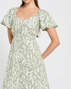 Online Dunnes Stores Linen Blend Print Midi Dress