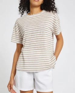 Clearance Dunnes Stores Linen Look Crew Neck T-Shirt