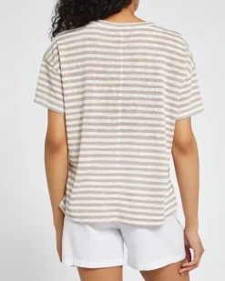 Clearance Dunnes Stores Linen Look Crew Neck T-Shirt