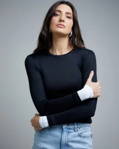 Outlet Dunnes Stores Long Sleeve Crew Neck Polyamide Fitted Top