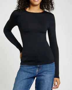 Outlet Dunnes Stores Long Sleeve Crew Neck Polyamide Fitted Top