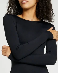 Outlet Dunnes Stores Long Sleeve Crew Neck Polyamide Fitted Top