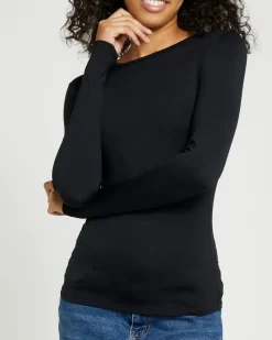 Outlet Dunnes Stores Long Sleeve Crew Neck Polyamide Fitted Top