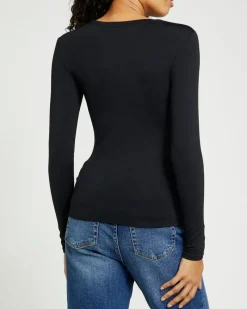 Outlet Dunnes Stores Long Sleeve Crew Neck Polyamide Fitted Top