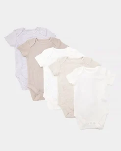 Fashion Dunnes Stores Neutral Cotton Bodysuits - Pack Of 5 (Newborn-12 Months)