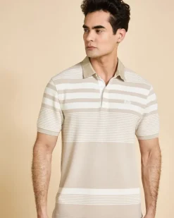Clearance Dunnes Stores Paul Costelloe Living Men Textured Rib Stripe Polo Shirt
