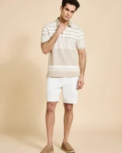 Clearance Dunnes Stores Paul Costelloe Living Men Textured Rib Stripe Polo Shirt
