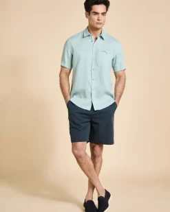 Clearance Dunnes Stores Paul Costelloe Living Men Short Sleeve Solid Linen Shirt