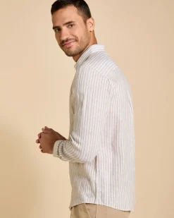 Fashion Dunnes Stores Paul Costelloe Living Men Longs-Sleeved Linen Stripe Shirt