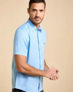 Clearance Dunnes Stores Paul Costelloe Living Men Short Sleeve Solid Linen Shirt