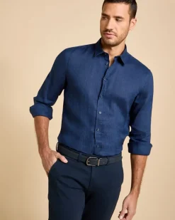 New Dunnes Stores Paul Costelloe Living Men Longsleeve Linen Solid Shirt