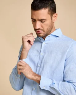 New Dunnes Stores Paul Costelloe Living Men Cutaway Collar Linen Shirt