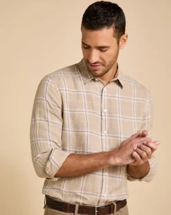 New Dunnes Stores Paul Costelloe Living Men Check Linen Shirt