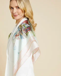 New Dunnes Stores Paul Costelloe Living Studio Lake Garda Print Silk Scarf