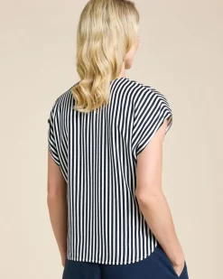 Online Dunnes Stores Paul Costelloe Living Studio Navy Stripe V-Neck Top