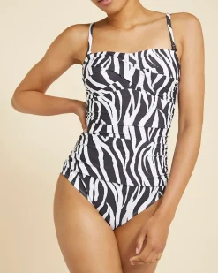 Online Dunnes Stores Paul Costelloe Living Studio Black and White Monochrome Bandeau Swimsuit