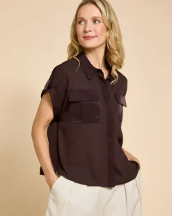 Clearance Dunnes Stores Paul Costelloe Living Studio Brown Pocket Blouse