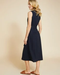Fashion Dunnes Stores Paul Costelloe Living Studio Navy Sleeveless Shirt Dress