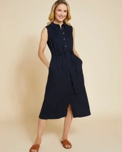 Fashion Dunnes Stores Paul Costelloe Living Studio Navy Sleeveless Shirt Dress