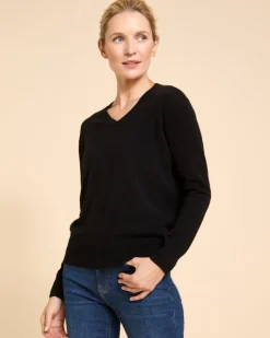 Hot Dunnes Stores Paul Costelloe Living Studio Black 100% Cashmere V-Neck Jumper