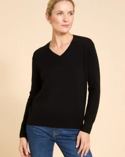 Hot Dunnes Stores Paul Costelloe Living Studio Black 100% Cashmere V-Neck Jumper