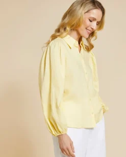 Best Dunnes Stores Paul Costelloe Living Studio Lemon Puff Sleeve 100% Linen Shirt