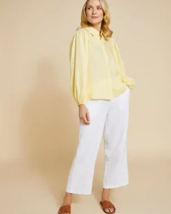 Best Dunnes Stores Paul Costelloe Living Studio Lemon Puff Sleeve 100% Linen Shirt