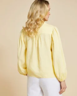 Best Dunnes Stores Paul Costelloe Living Studio Lemon Puff Sleeve 100% Linen Shirt