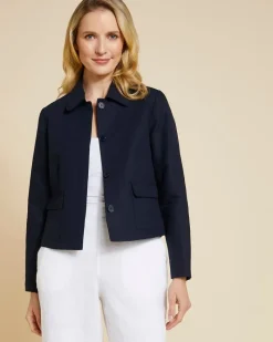 Hot Dunnes Stores Paul Costelloe Living Studio Navy Linen Crop Jacket
