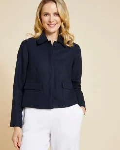 Hot Dunnes Stores Paul Costelloe Living Studio Navy Linen Crop Jacket