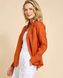 Fashion Dunnes Stores Paul Costelloe Living Studio Rust Linen Shirt